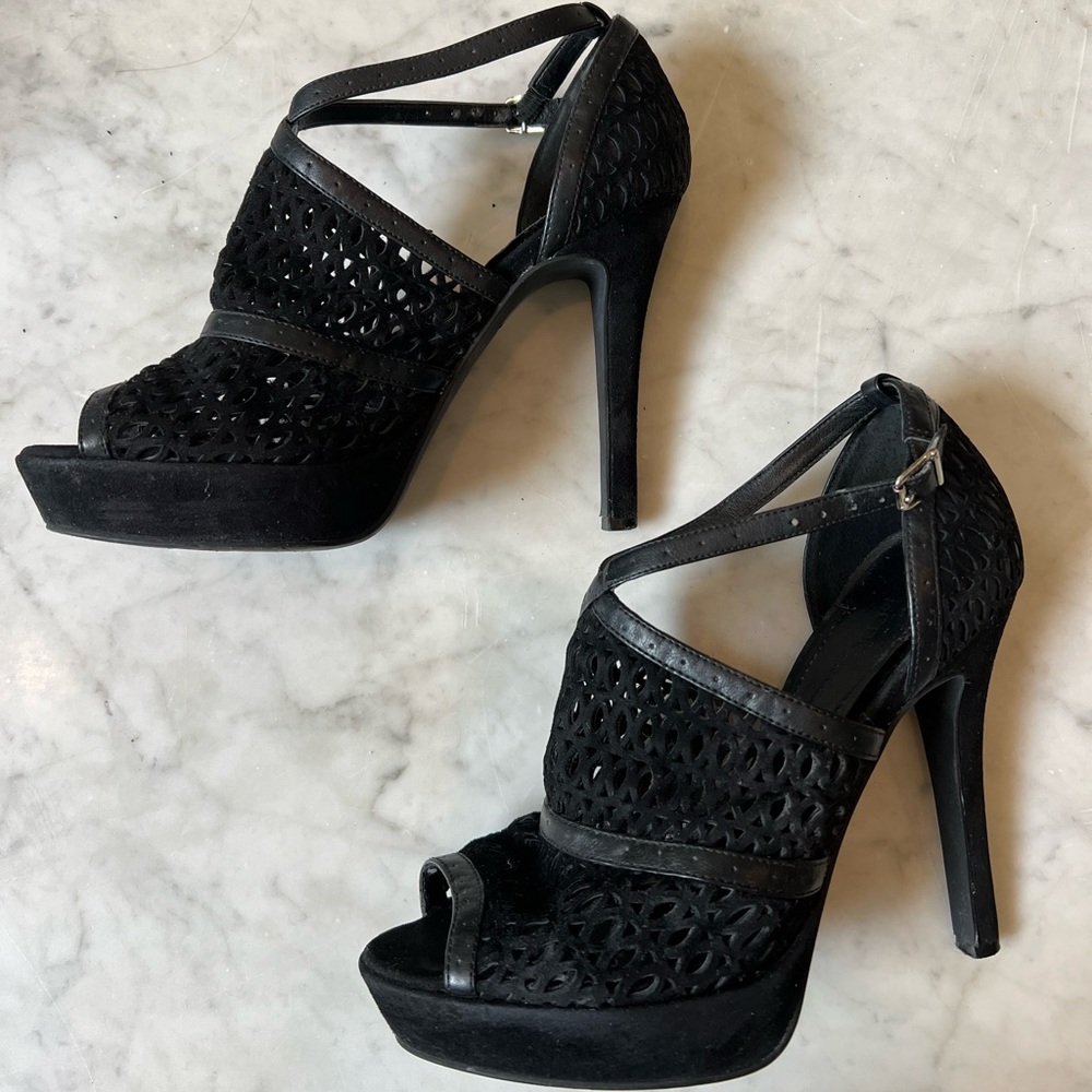 BCBG Generation black platform heels size 8
